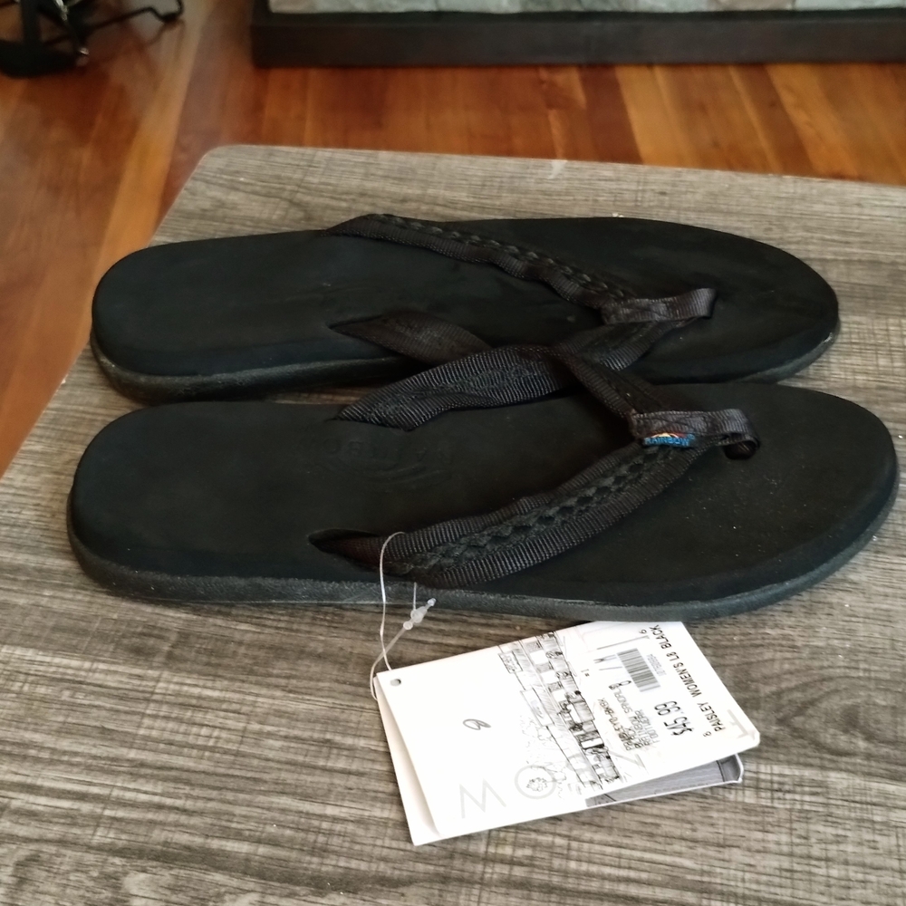 Rainbow Black Sandals with Textured Grip
